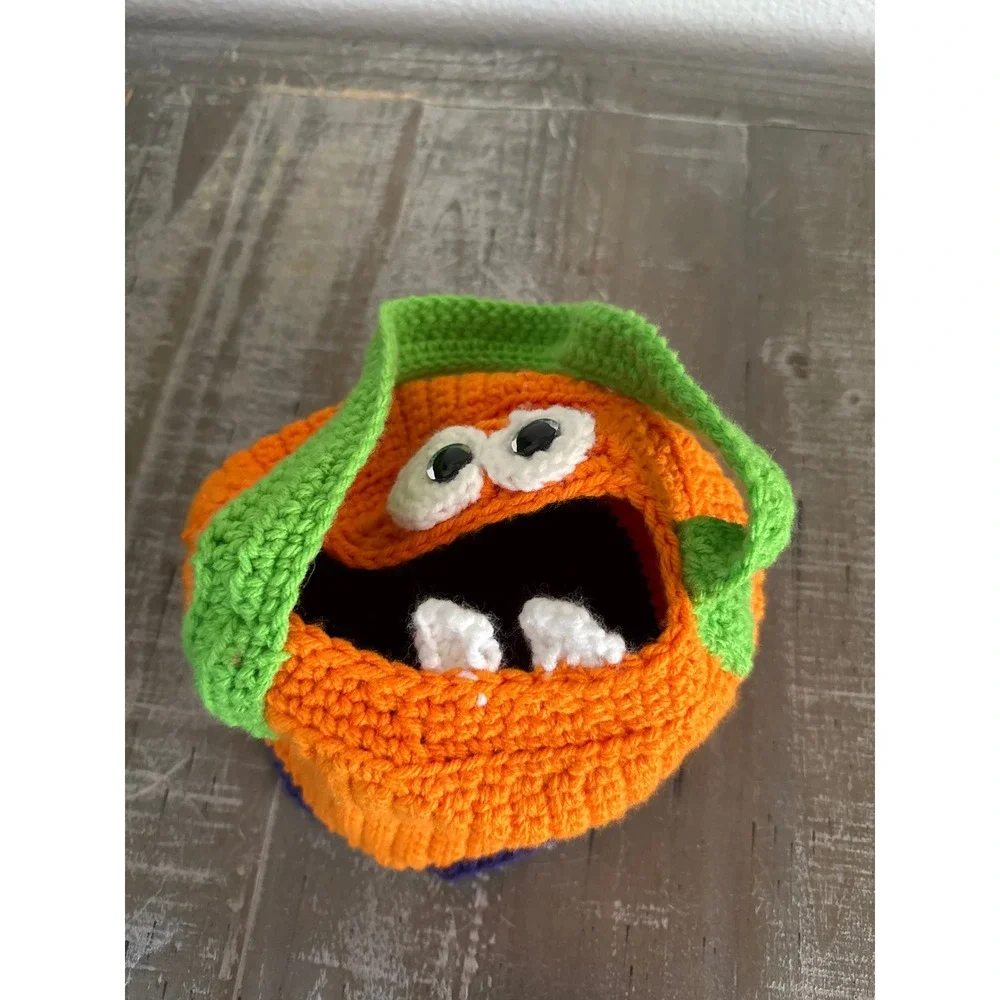 Handmade Crochet Monster Bag Set Kids Orange Green Halloween Trick or Treat